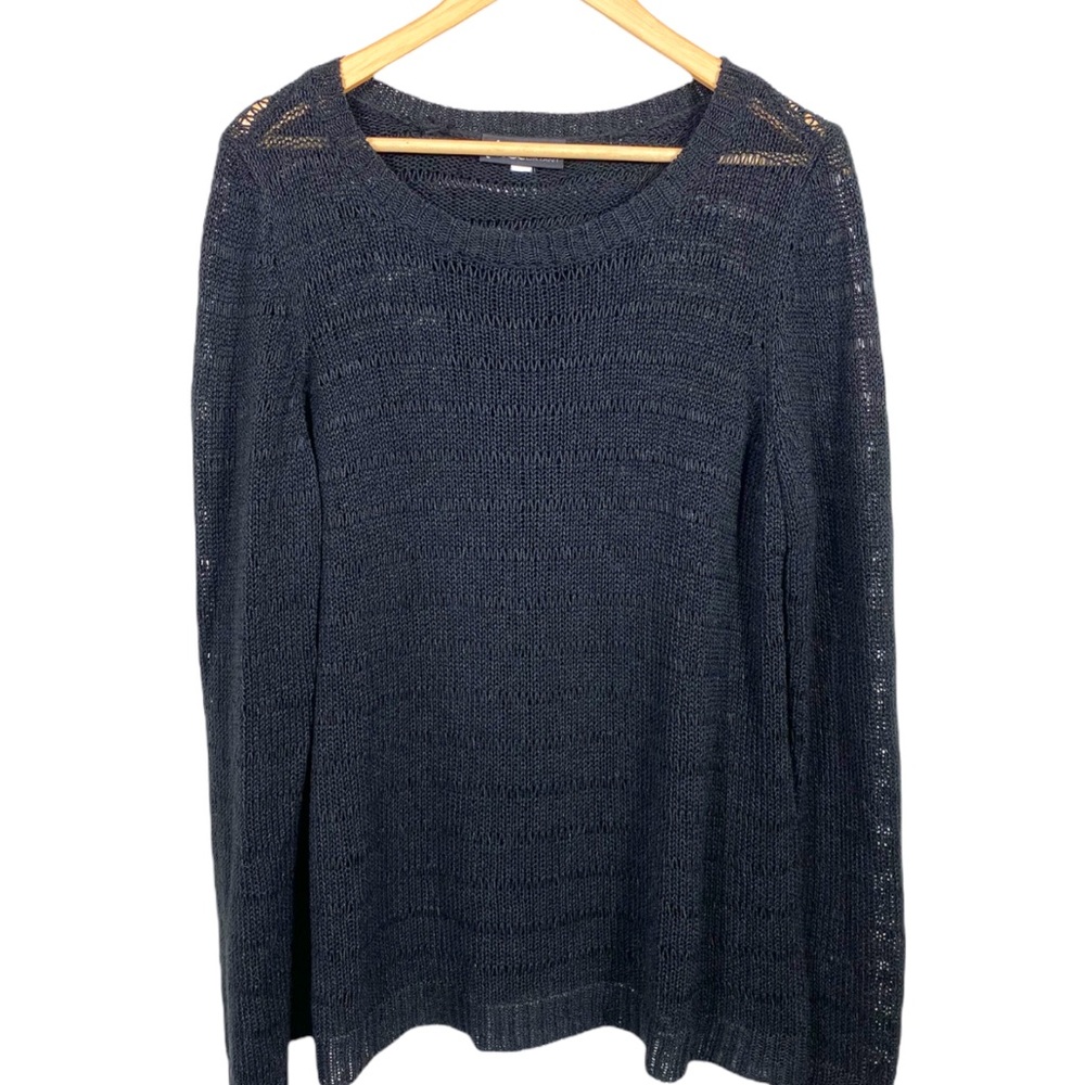 LANE BRYANT split back open weave knit sweater classic black 18 PLUS-SIZED WOMEN